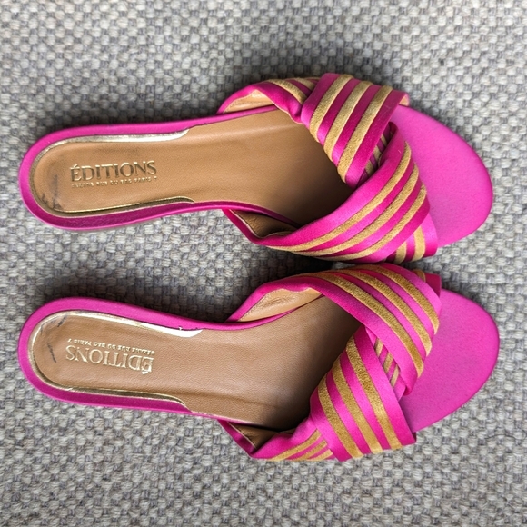 Sezane Editions Mules Miranda Pink & Gold Slides Sz8 With Box - Picture 4 of 10